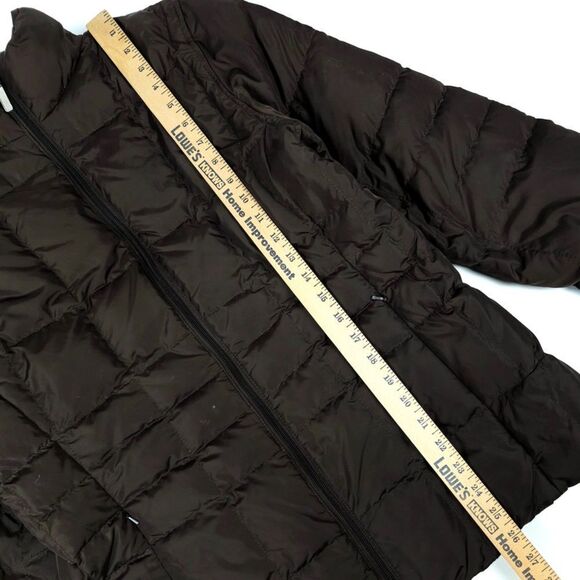 LANDS END Goose Down Quilted Reversible Puffer Jacket Brown Medium 90's Gorpcore - Picture 3 of 9